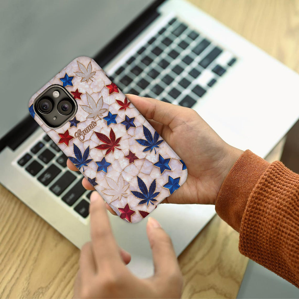 Red White Blue Magic Leaf - Personalized Weed Full Print Phone Case