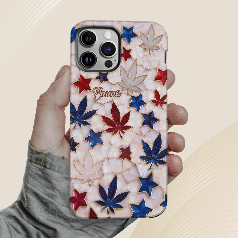 Red White Blue Magic Leaf - Personalized Weed Full Print Phone Case
