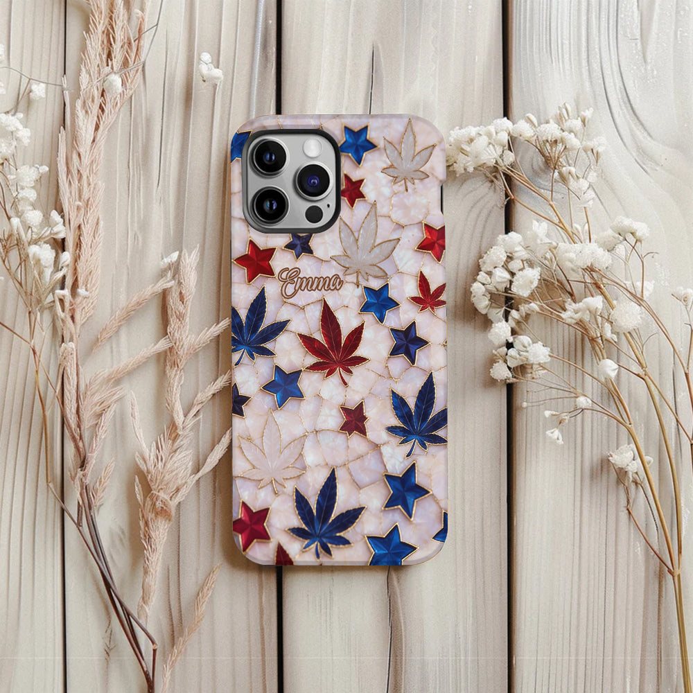 Red White Blue Magic Leaf - Personalized Weed Full Print Phone Case