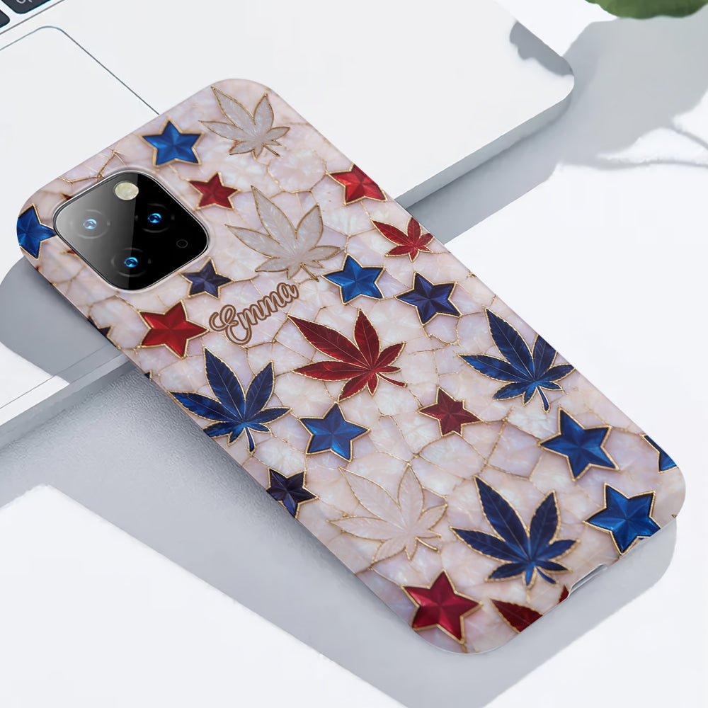 Red White Blue Magic Leaf - Personalized Weed Full Print Phone Case