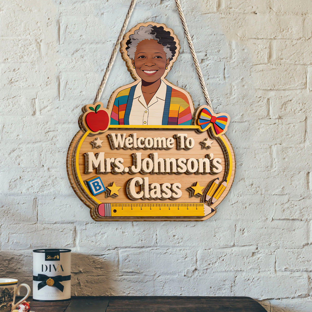 Welcome to Teacher Class - Personalized Teacher 2 Layered Wood Sign / Wood Plaque