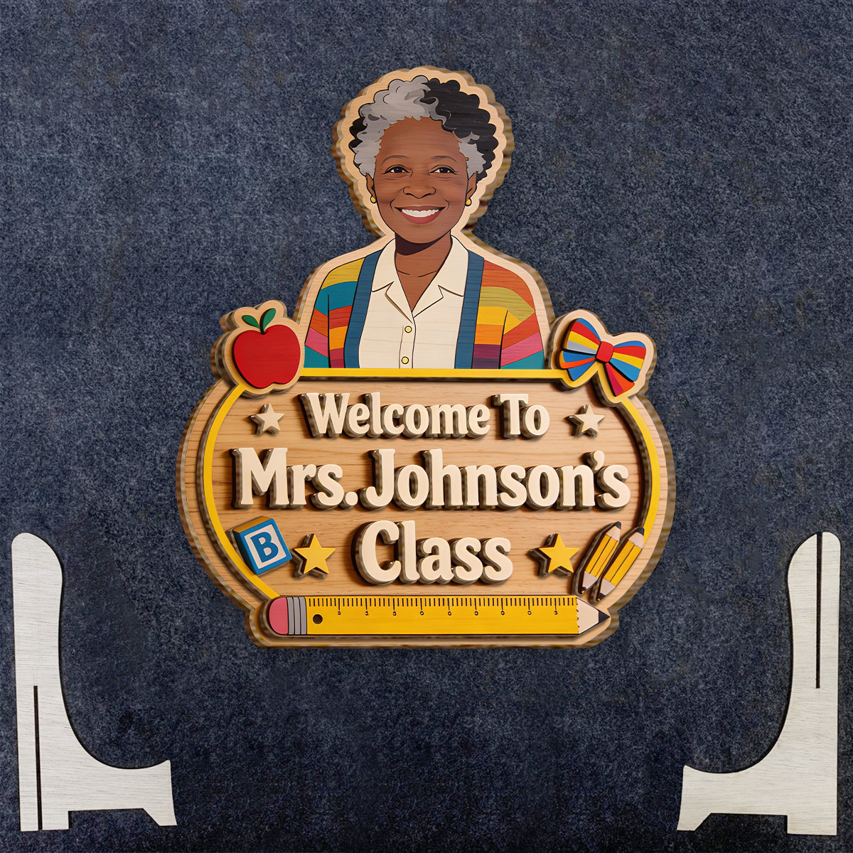 Welcome to Teacher Class - Personalized Teacher 2 Layered Wood Sign / Wood Plaque