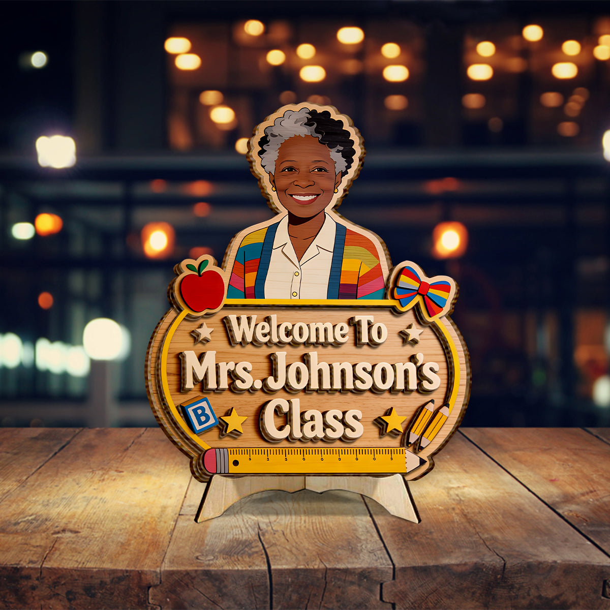 Welcome to Teacher Class - Personalized Teacher 2 Layered Wood Sign / Wood Plaque