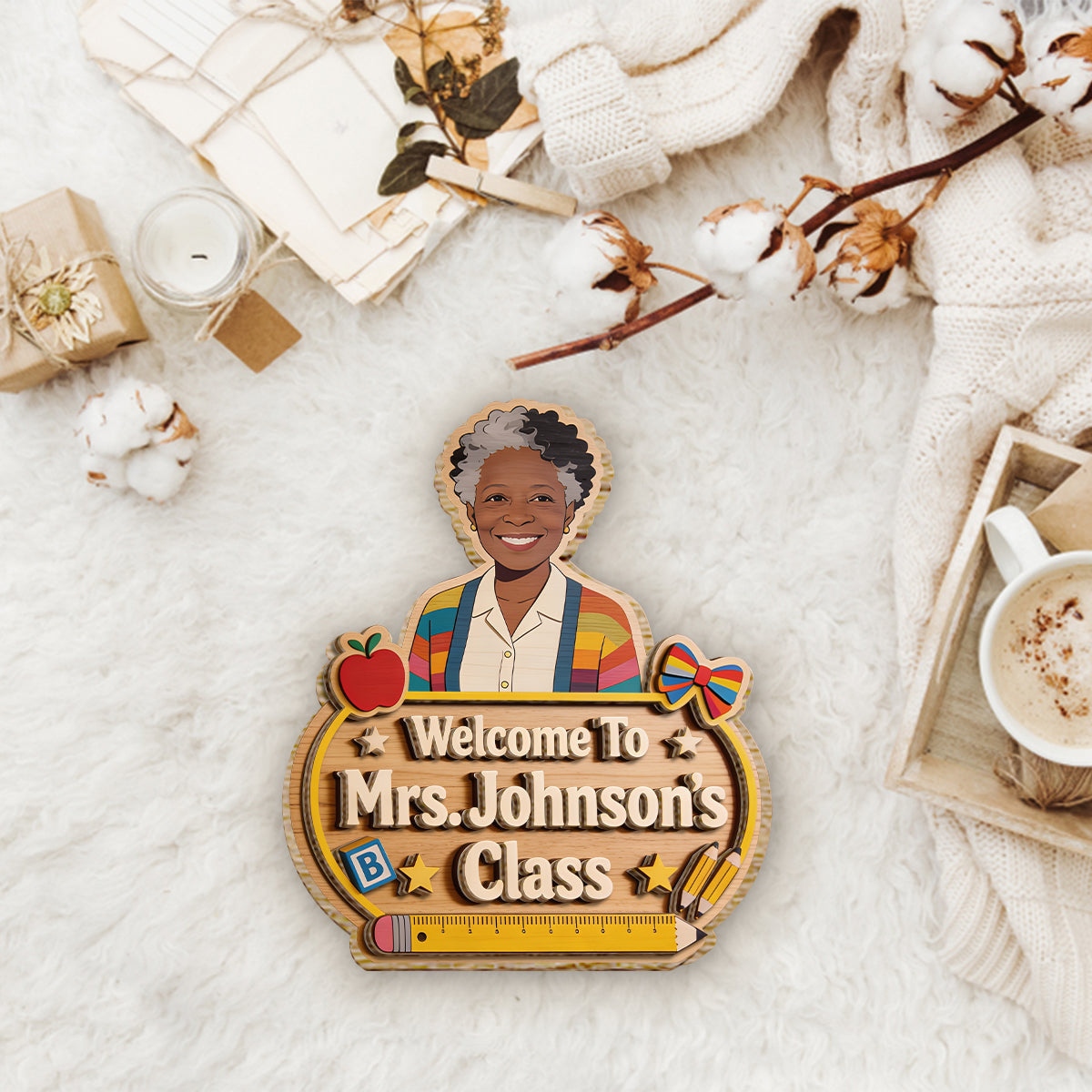 Welcome to Teacher Class - Personalized Teacher 2 Layered Wood Sign / Wood Plaque