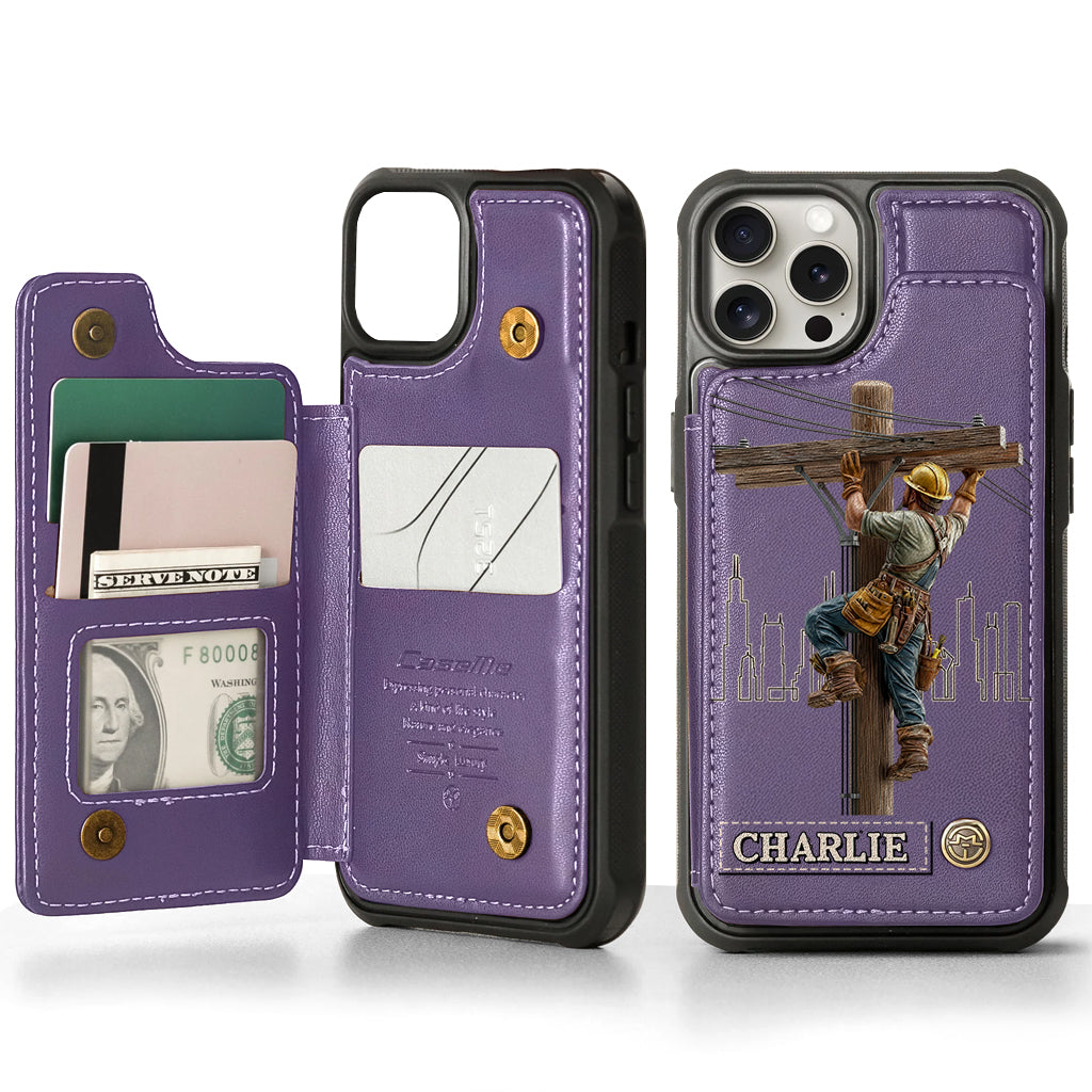Strength Of The Line - Personalized Lineman Wallet Phone Case