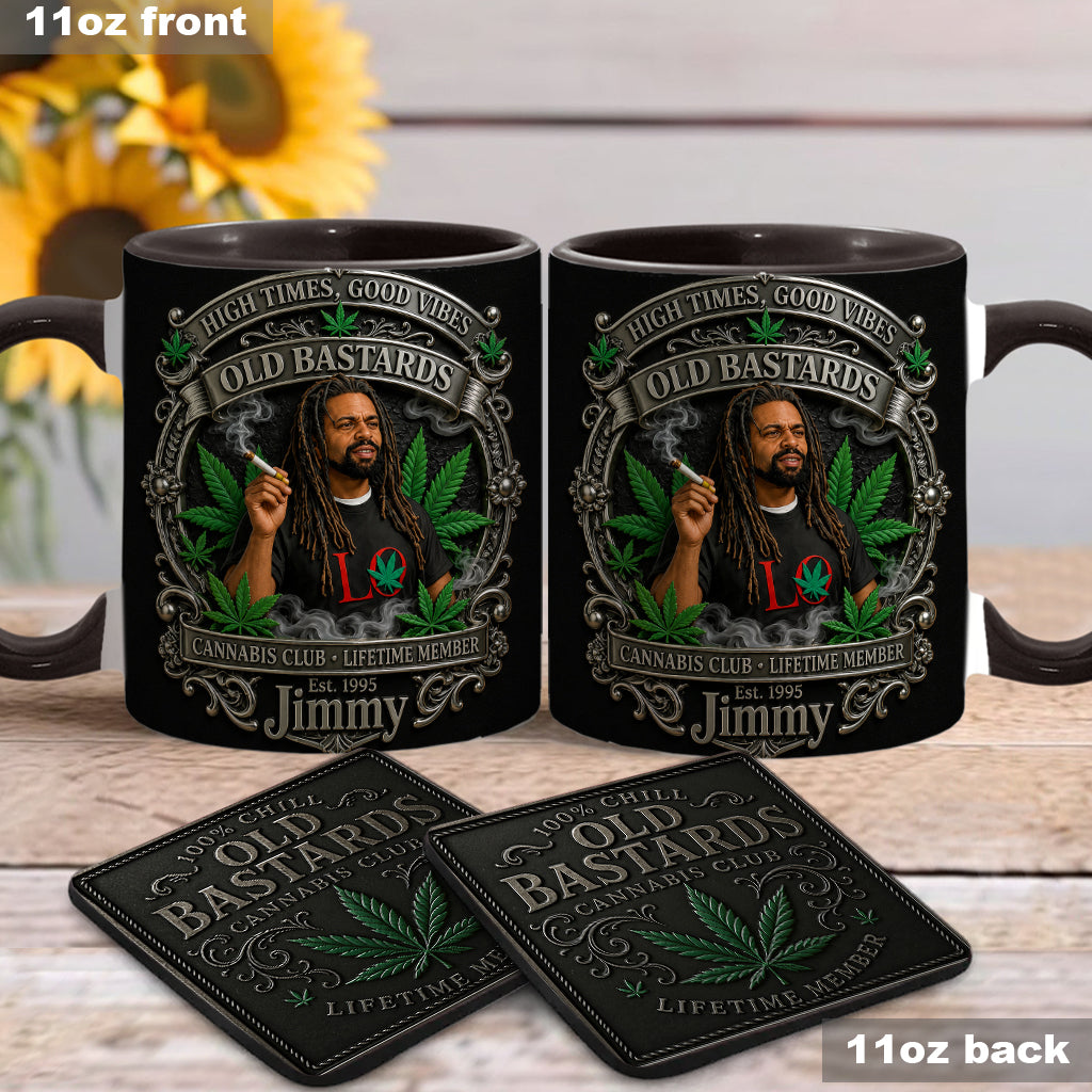 Old Bastards Cannabis Club LifeTime Member - Personalized Weed Accent Mug & Coaster