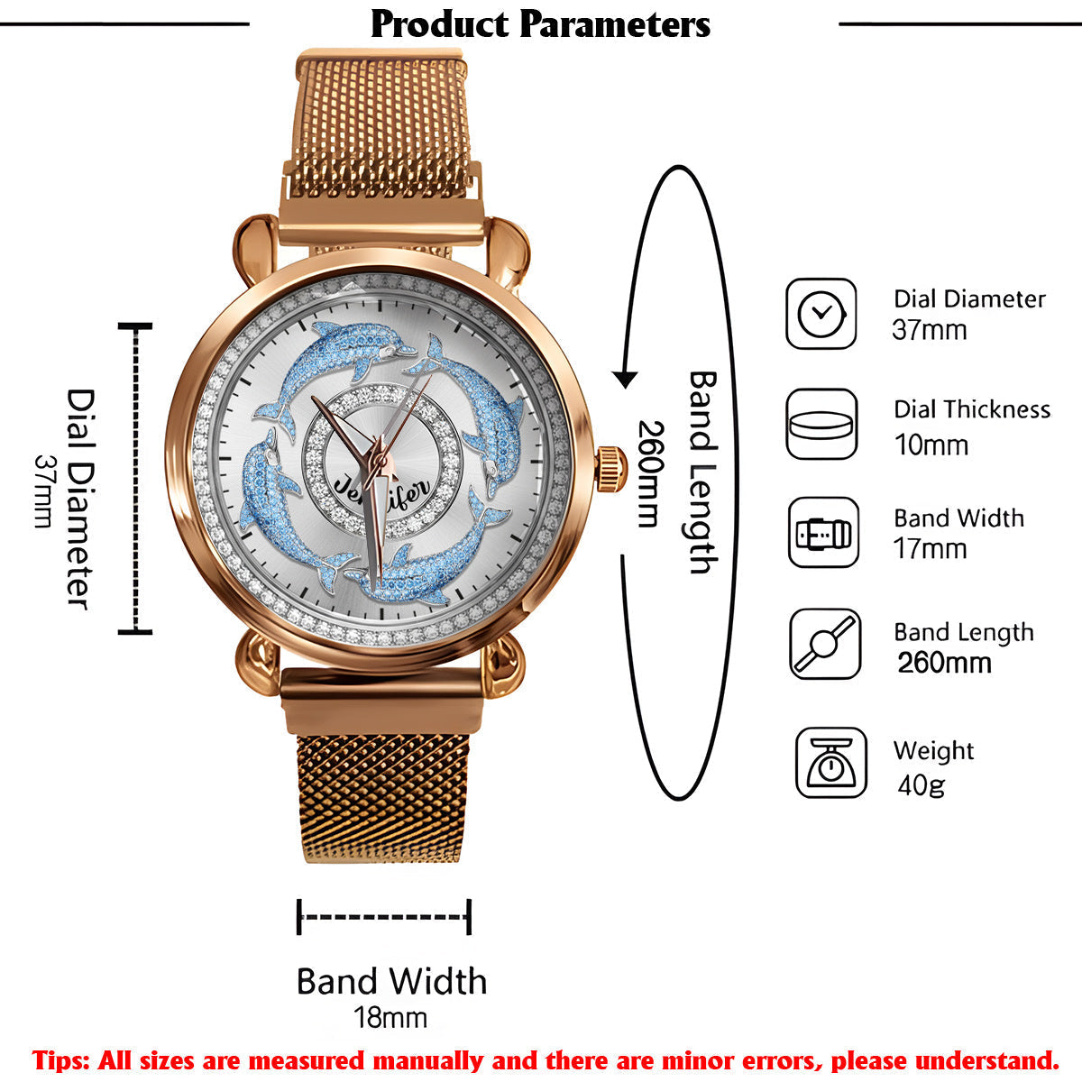 Love Dolphins - Personalized Dolphin Women Hand Watch