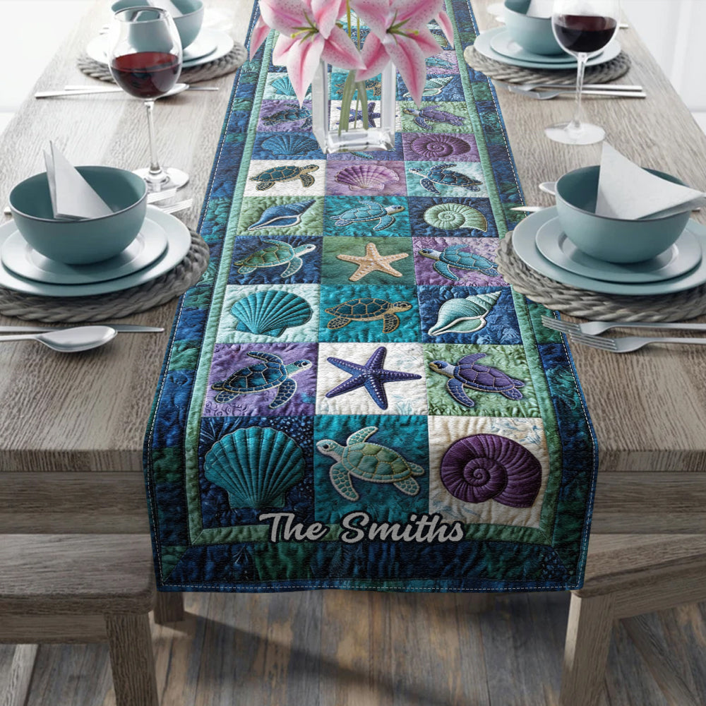 Salty Lil' Beach - Personalized Turtle Table Runner