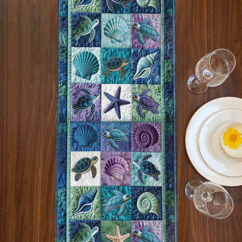 Salty Lil' Beach - Personalized Turtle Table Runner