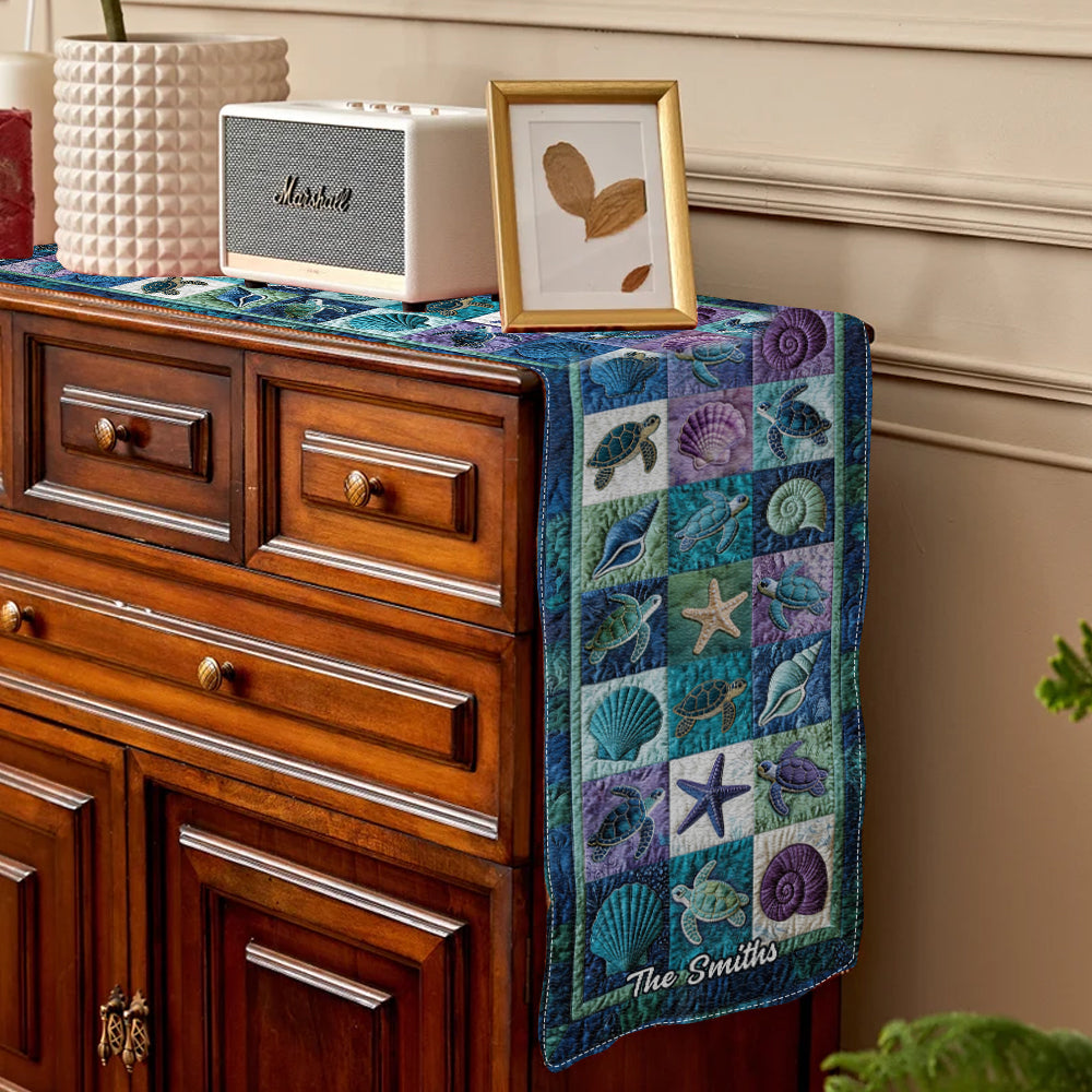 Salty Lil' Beach - Personalized Turtle Table Runner
