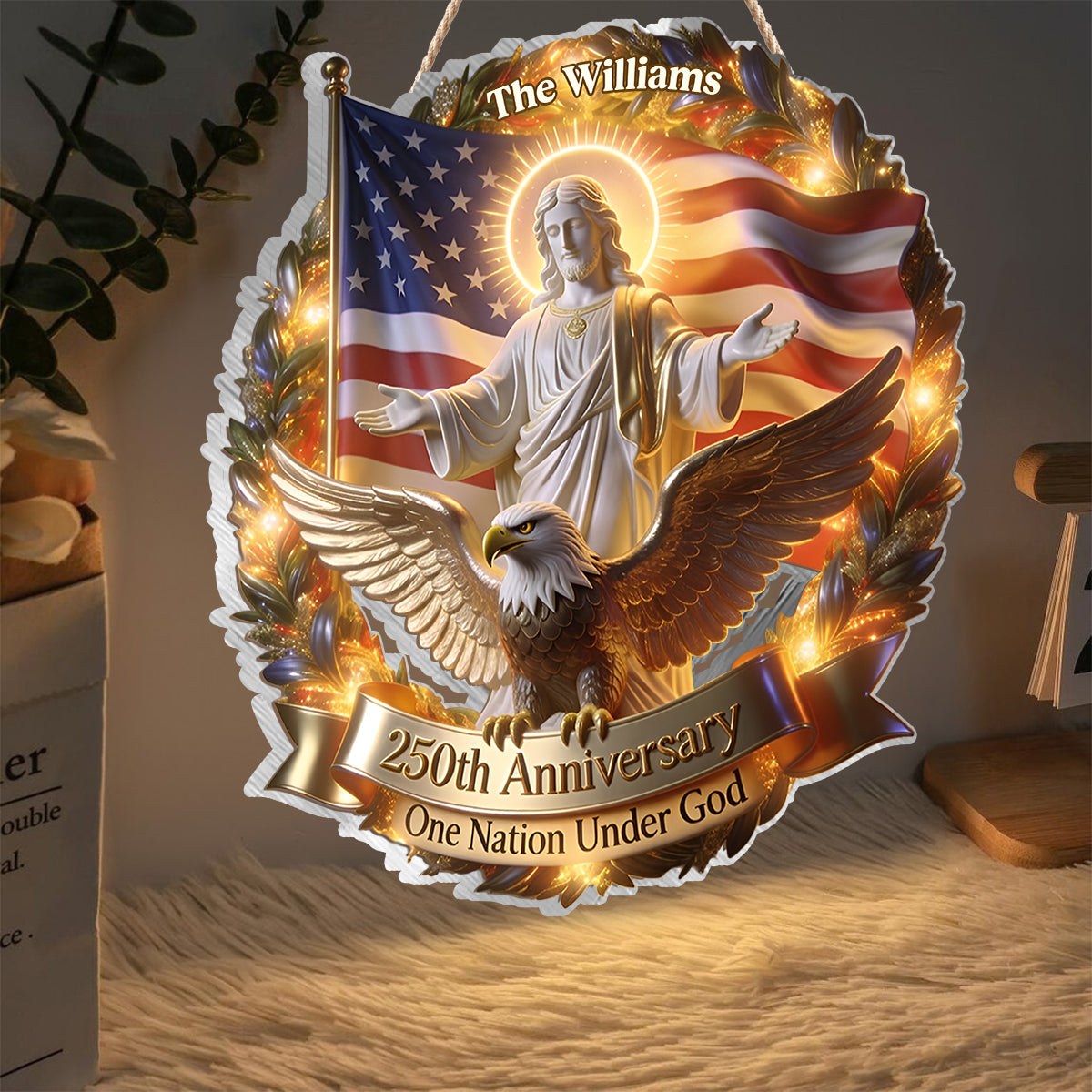 One Nation Under God - Personalized Christian LED Light Acrylic Sign