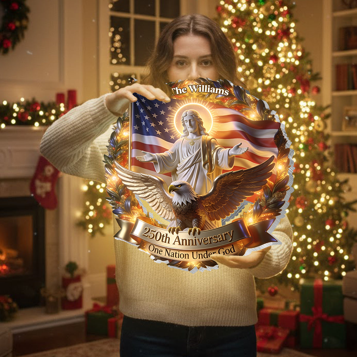 One Nation Under God - Personalized Christian LED Light Acrylic Sign