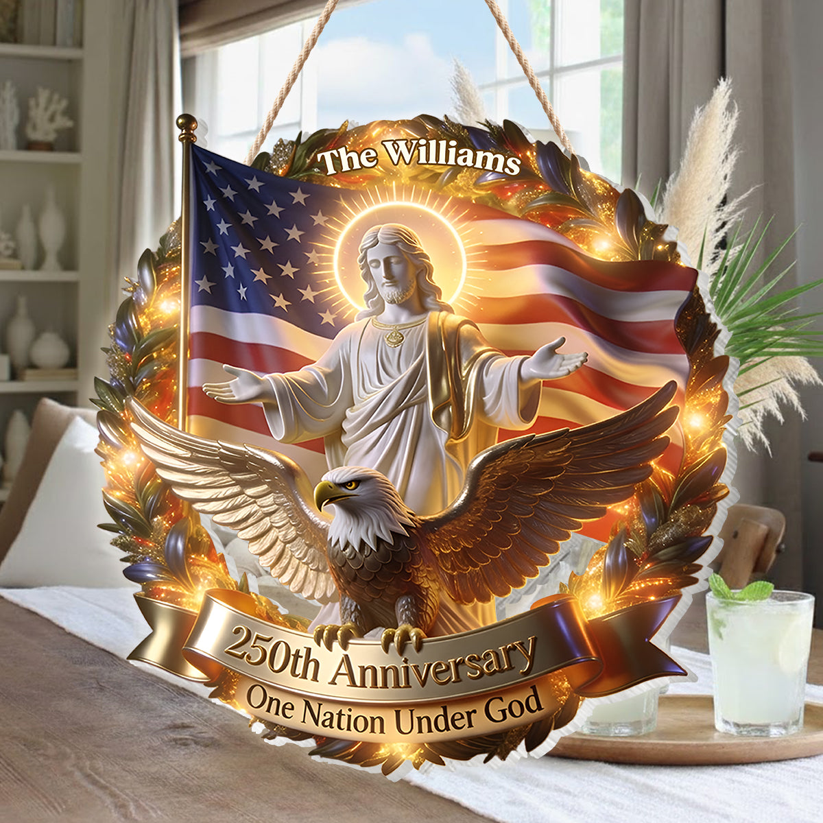 One Nation Under God - Personalized Christian LED Light Acrylic Sign