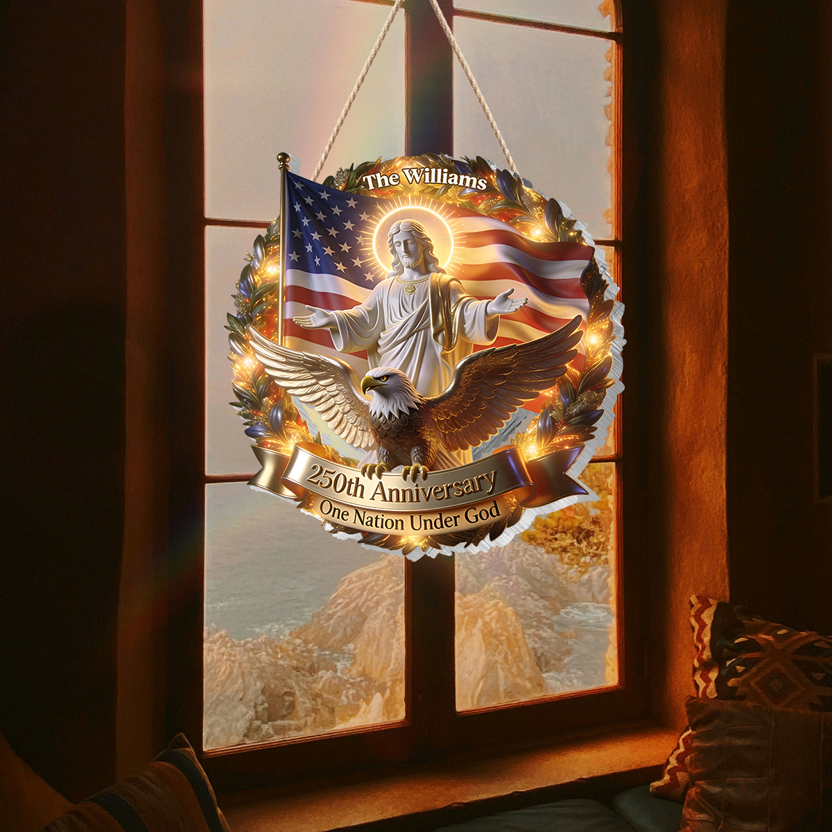 One Nation Under God - Personalized Christian LED Light Acrylic Sign
