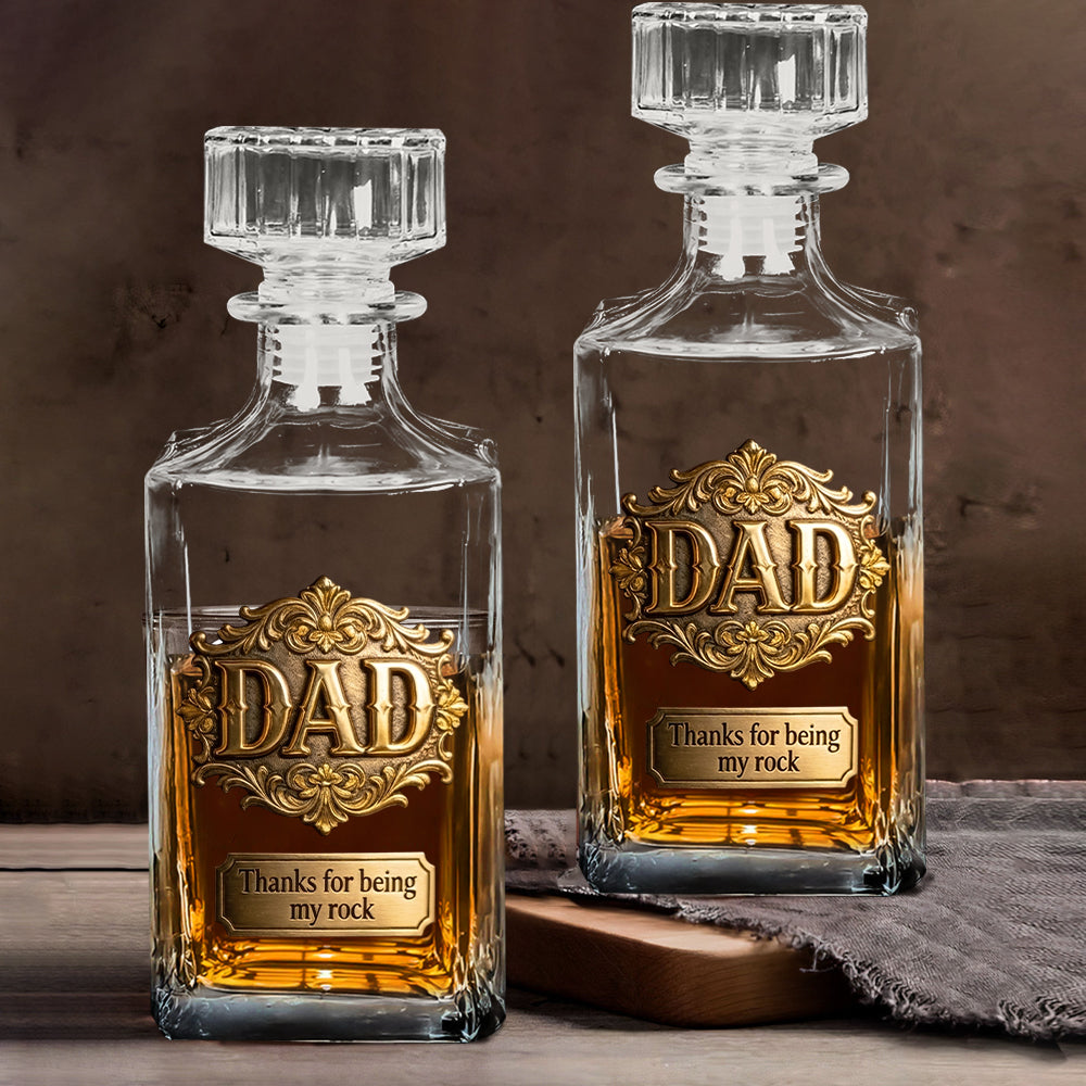 Thanks For Being My Rocks - Personalized Father Whiskey Decanter Set