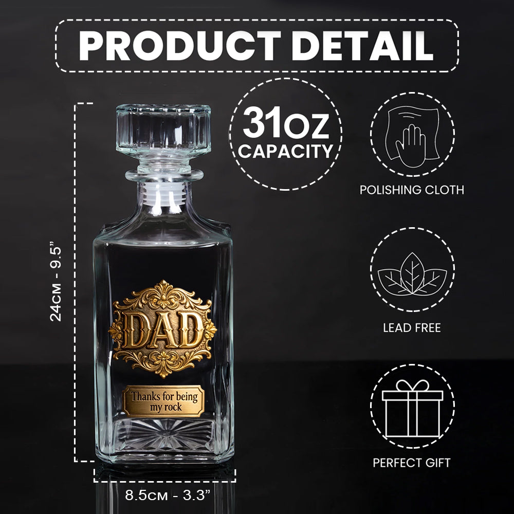 Thanks For Being My Rocks - Personalized Father Whiskey Decanter Set