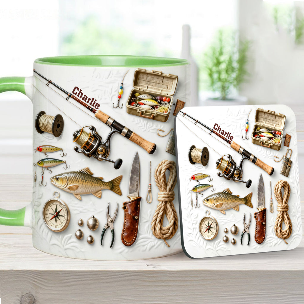Love Fishing - Personalized Fishing Accent Mug & Coaster