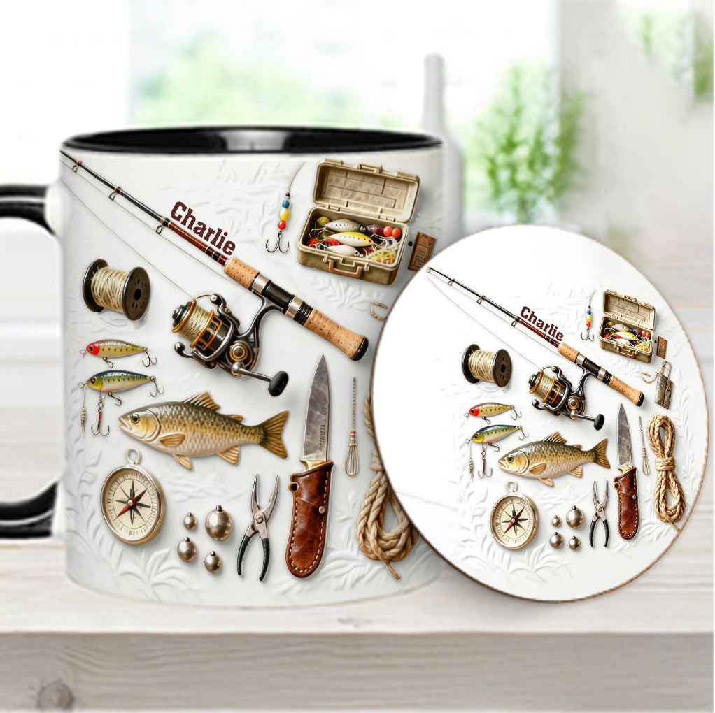 Love Fishing - Personalized Fishing Accent Mug & Coaster