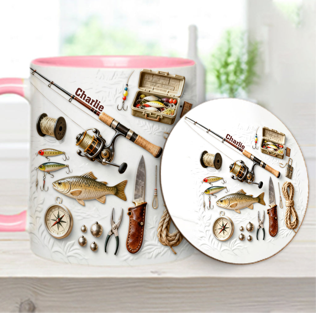 Love Fishing - Personalized Fishing Accent Mug & Coaster