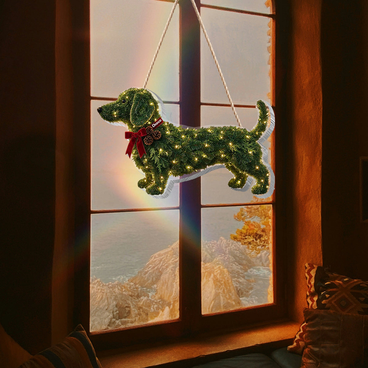 Christmas Dachshund - Personalized Dachshund LED Light Acrylic Sign
