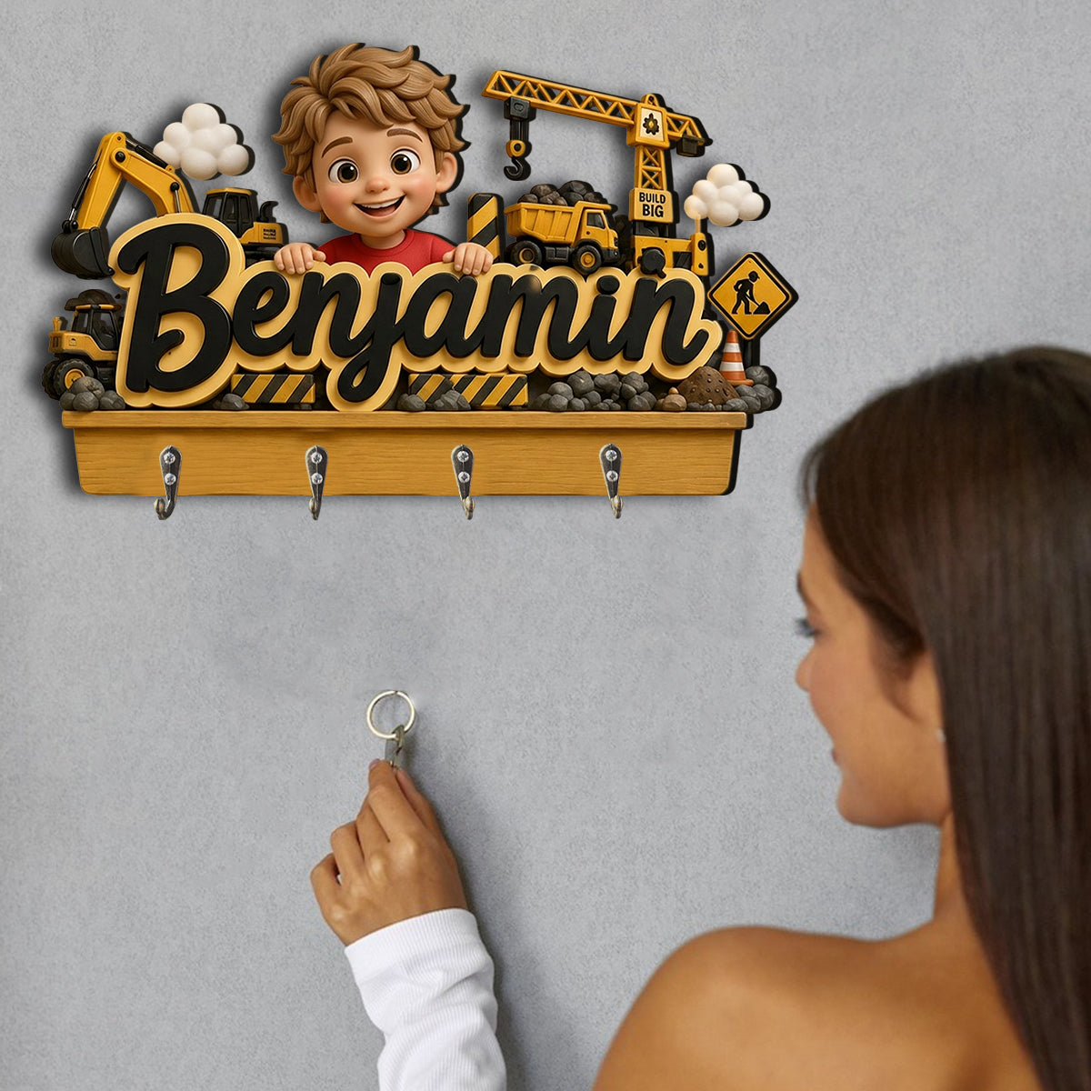 Unique Custom Name Gift For Kids - Personalized Kid Custom Shaped Hanging Rack