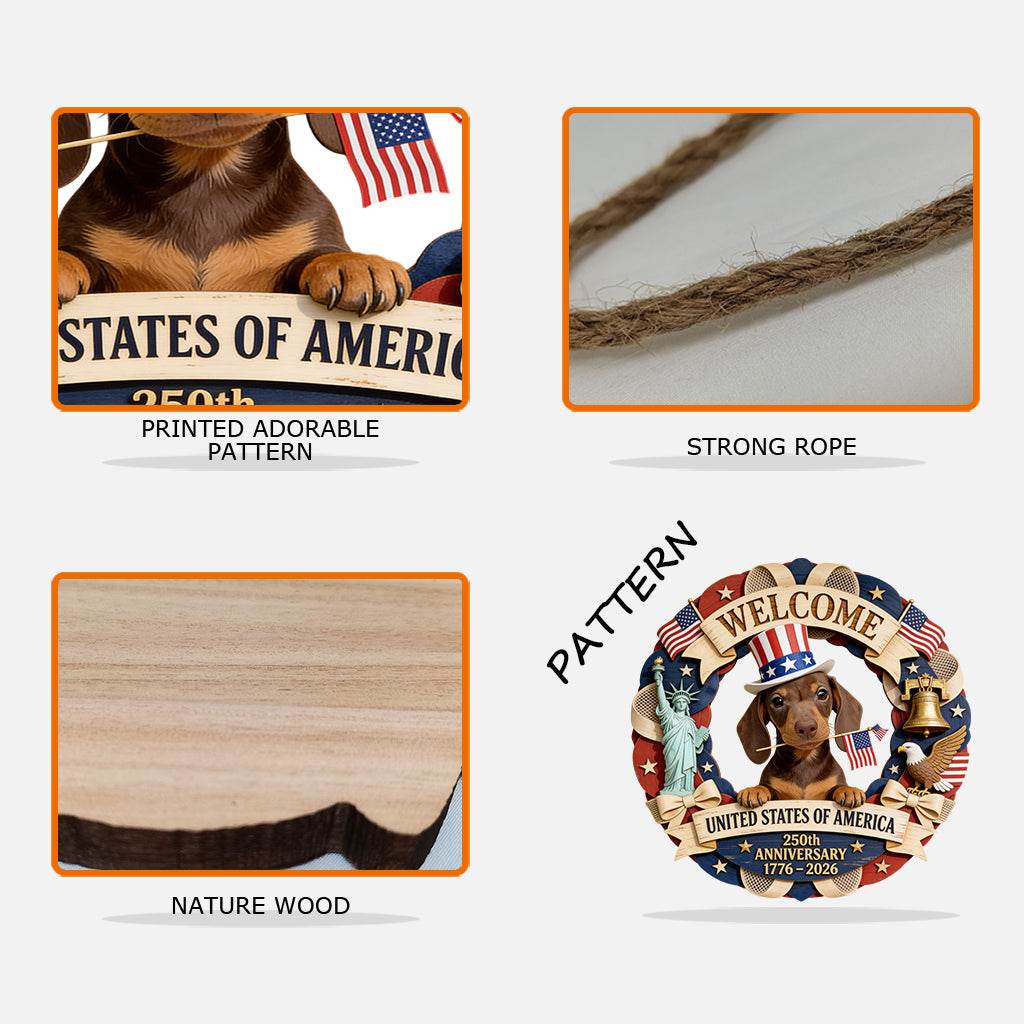 Pet Celebrate USA 250th Anniversary - Personalized Dog Custom Shaped Wood Sign