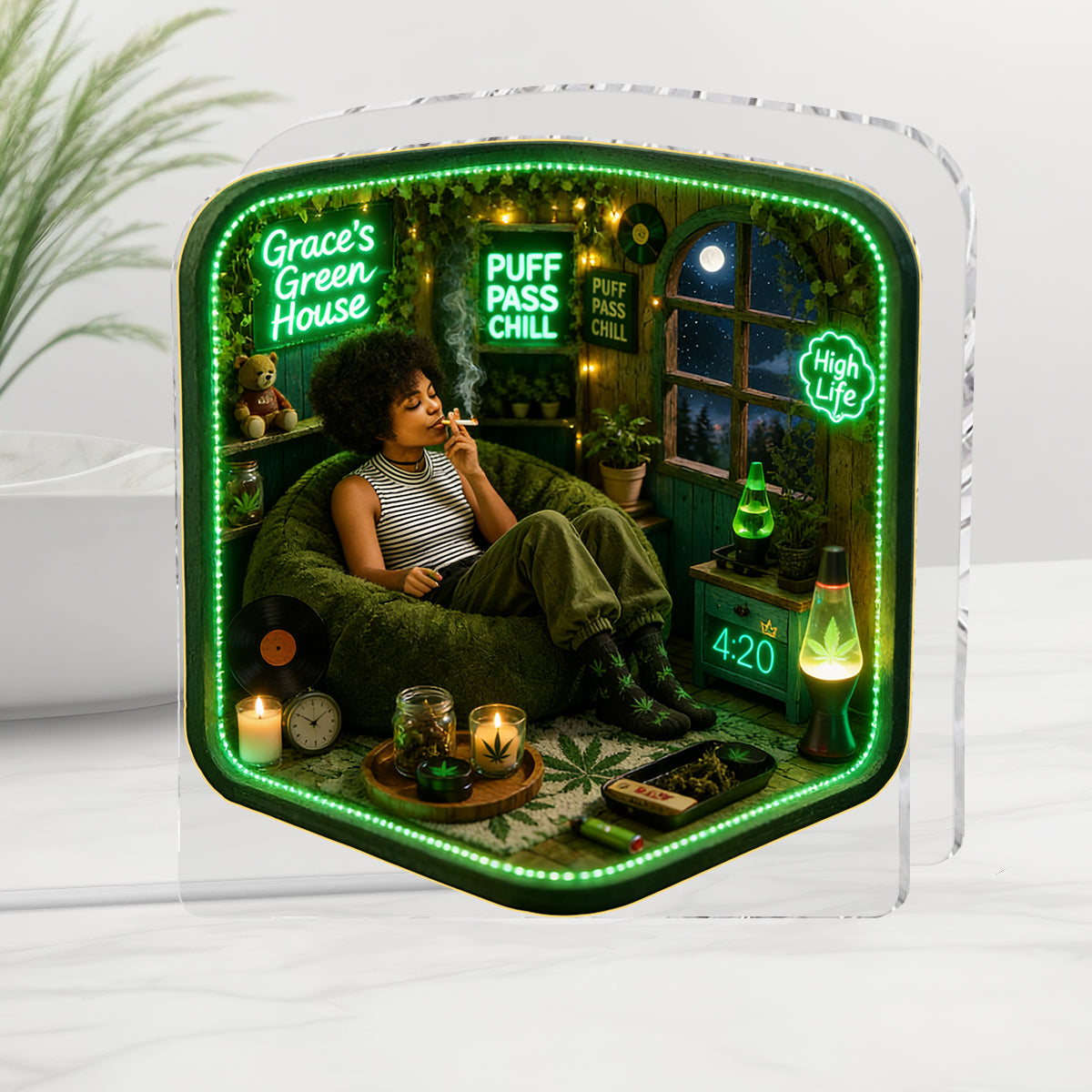 Stoner Gift - Personalized Weed Acrylic LED Night Light