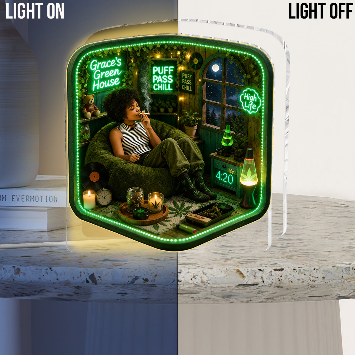 Stoner Gift - Personalized Weed Acrylic LED Night Light
