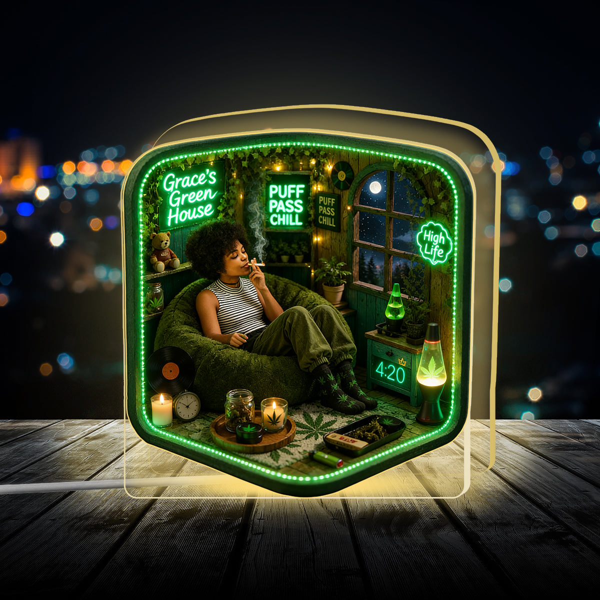 Stoner Gift - Personalized Weed Acrylic LED Night Light