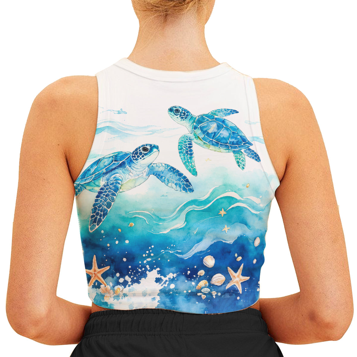 Salty Lil' Beach - Personalized Turtle Flare Leggings & Crop Tanktop