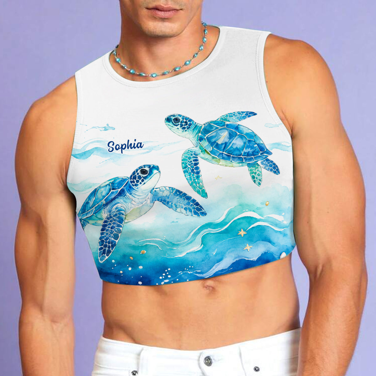 Salty Lil' Beach - Personalized Turtle Flare Leggings & Crop Tanktop