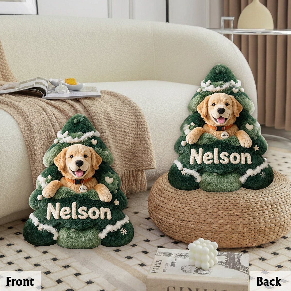 Merry Dogmas - Personalized Dog Premium Faux Fur Pillow