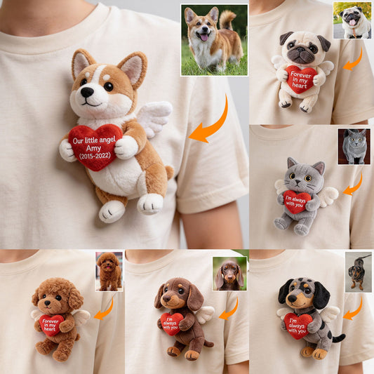 Memorial Gift, Pet Memorial Gift - Personalized Dog Plush Brooch