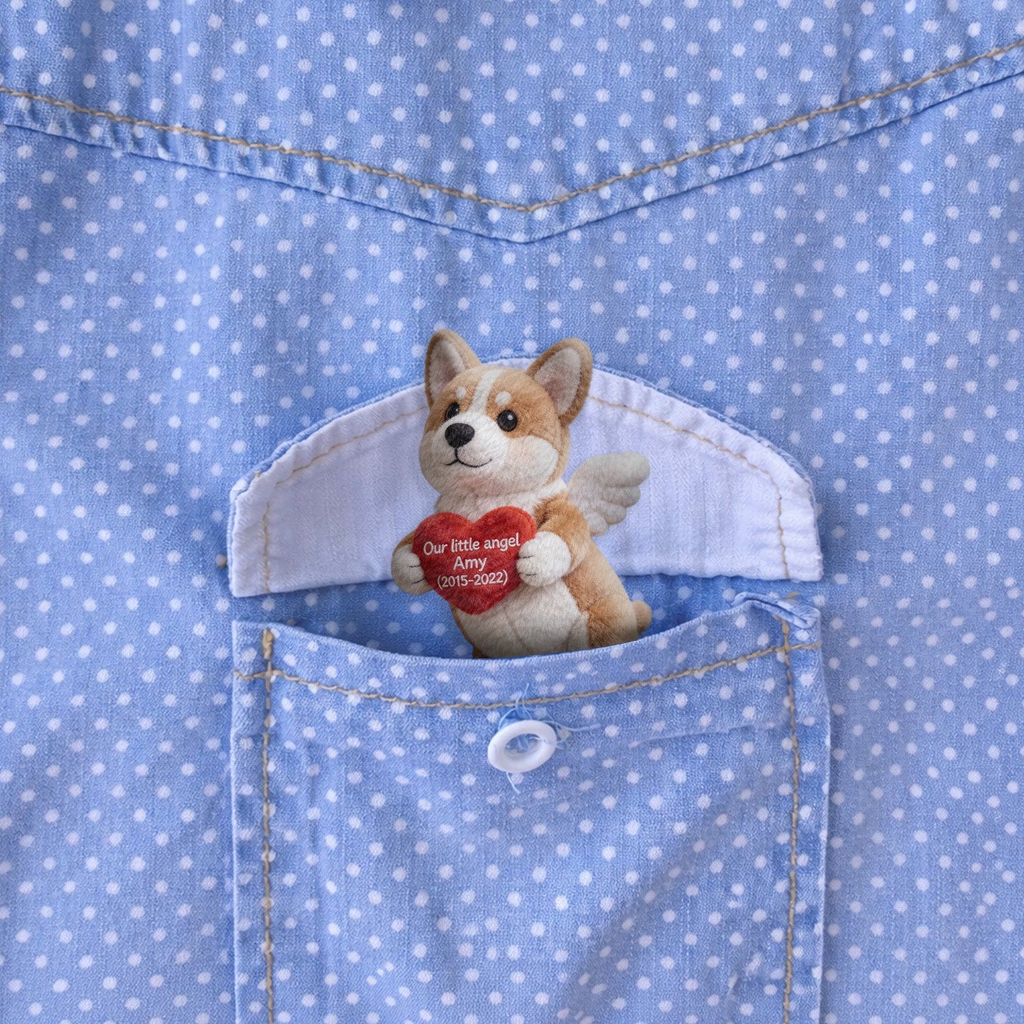 Memorial Gift, Pet Memorial Gift - Personalized Dog Plush Brooch