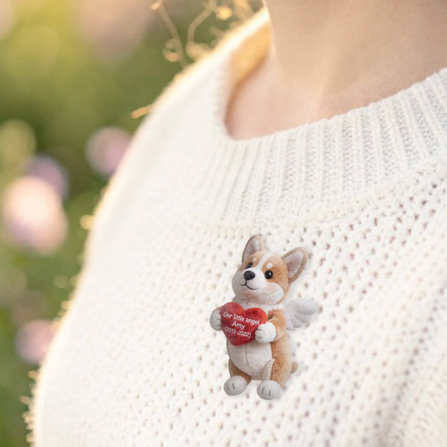 Memorial Gift, Pet Memorial Gift - Personalized Dog Plush Brooch