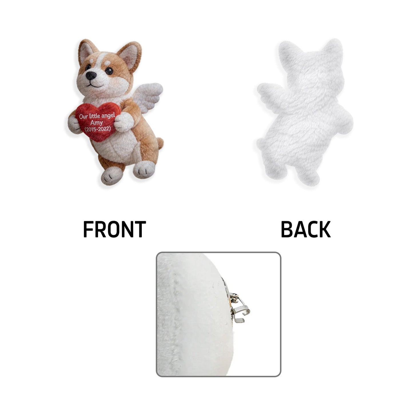 Memorial Gift, Pet Memorial Gift - Personalized Dog Plush Brooch