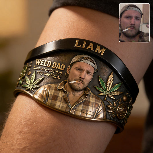 World's Dopest Dad - Personalized Weed Shaped Cuff Bracelet