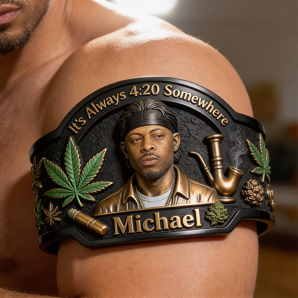World's Dopest Dad - Personalized Weed Shaped Cuff Bracelet
