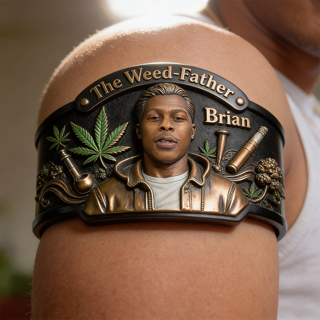 World's Dopest Dad - Personalized Weed Shaped Cuff Bracelet