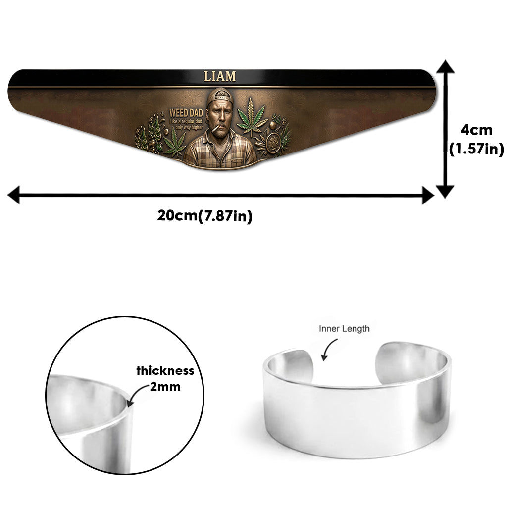 World's Dopest Dad - Personalized Weed Shaped Cuff Bracelet