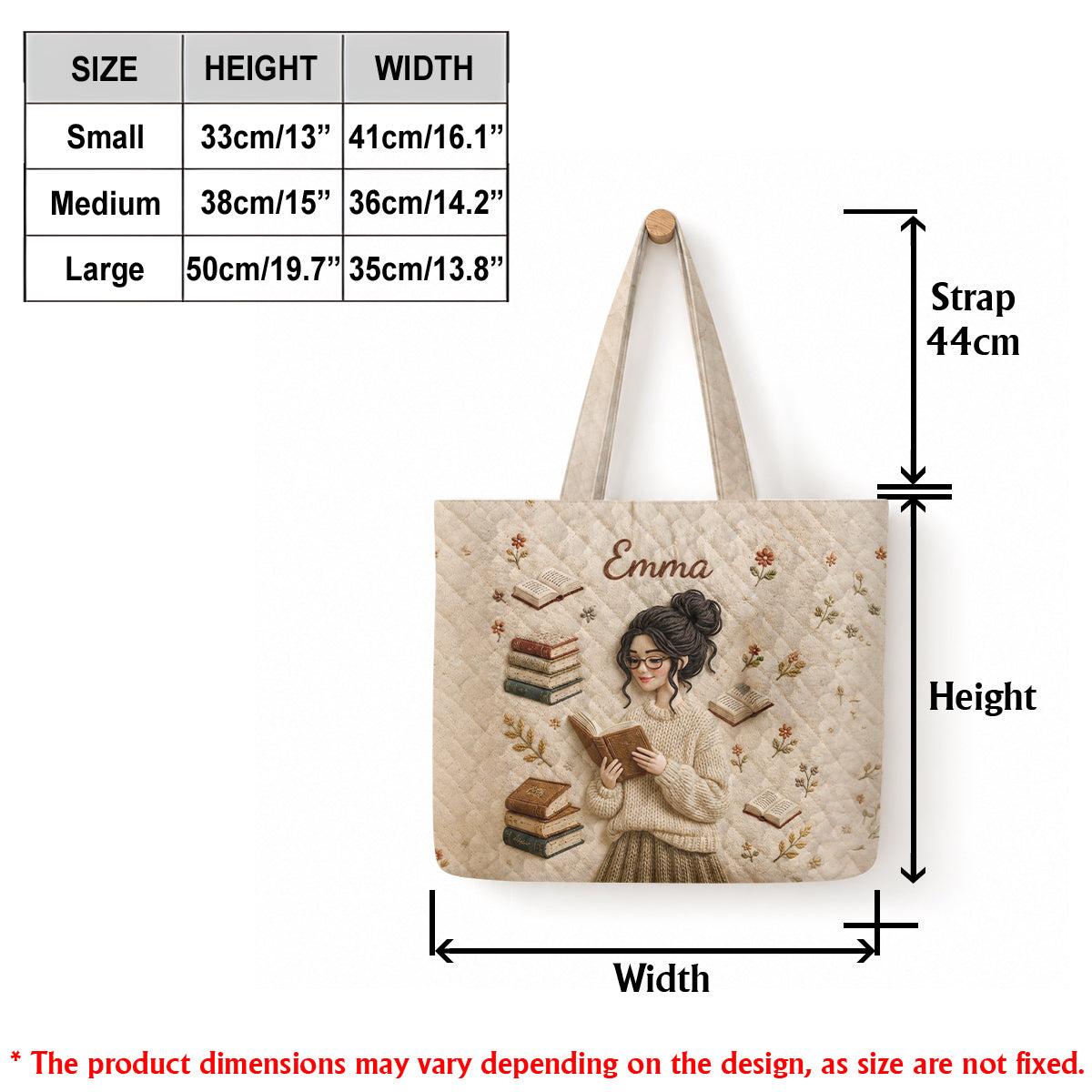 Love Reading - Personalized Book Quilted Tote Bag With Plush Charm