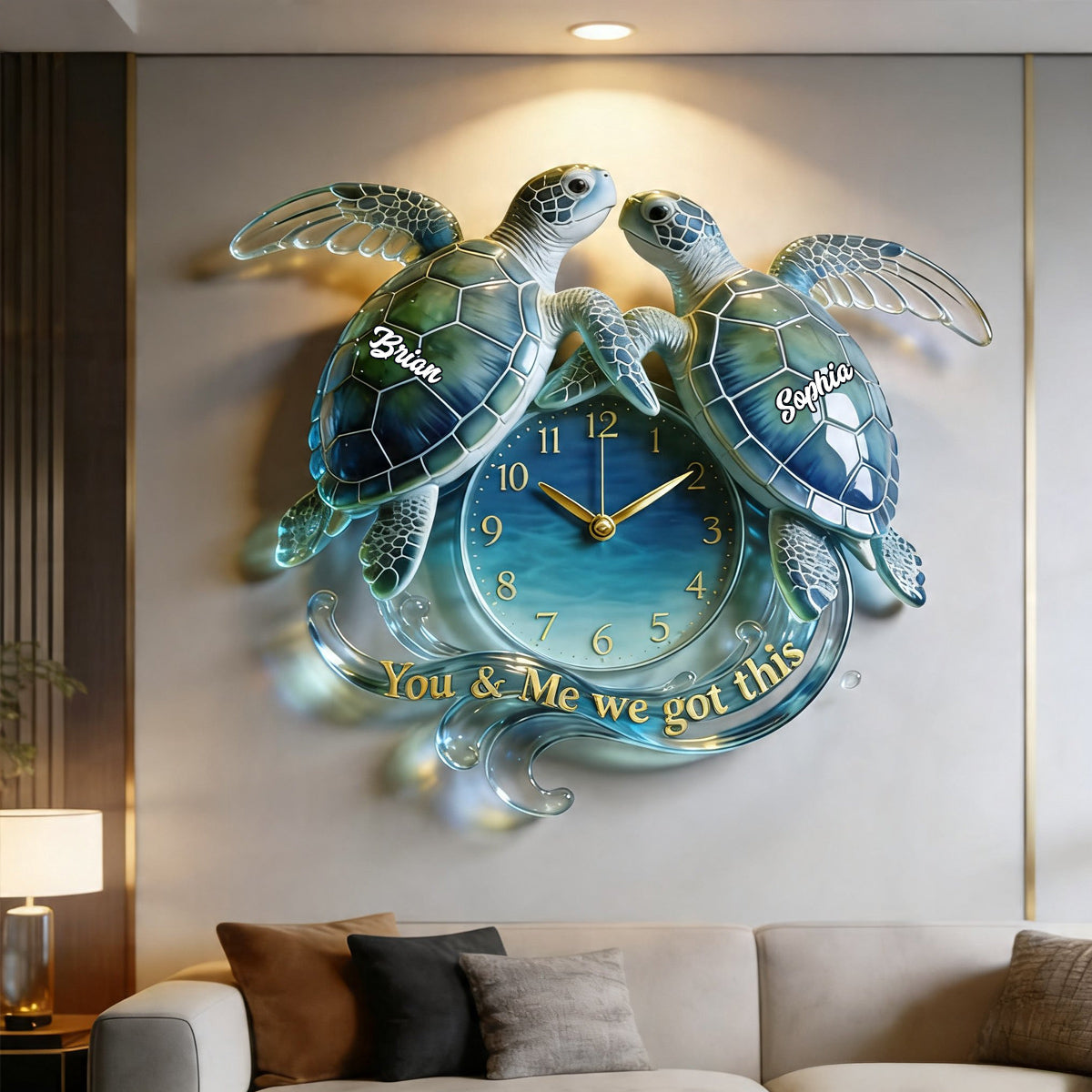 You & Me We Got This - Personalized Turtle Acrylic Wall Clock
