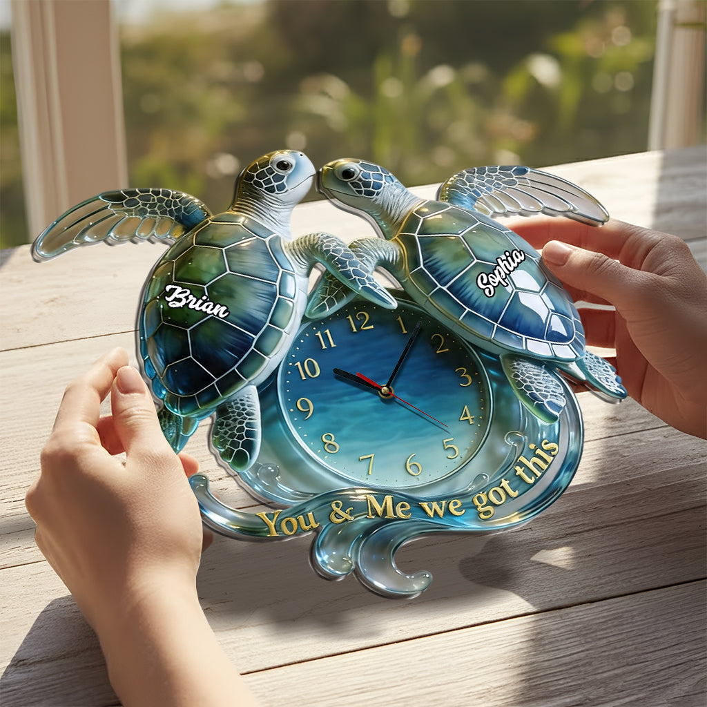You & Me We Got This - Personalized Turtle Acrylic Wall Clock