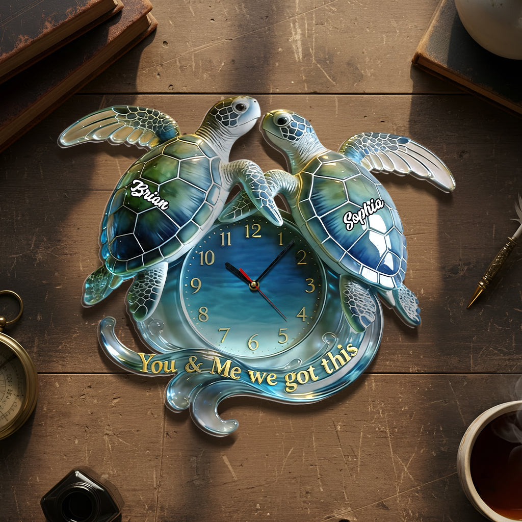 You & Me We Got This - Personalized Turtle Acrylic Wall Clock