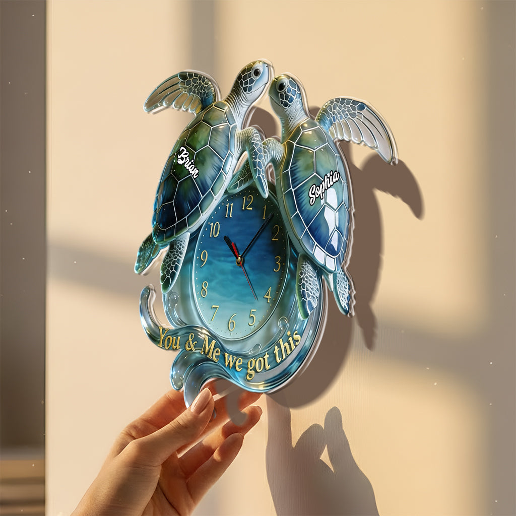 You & Me We Got This - Personalized Turtle Acrylic Wall Clock