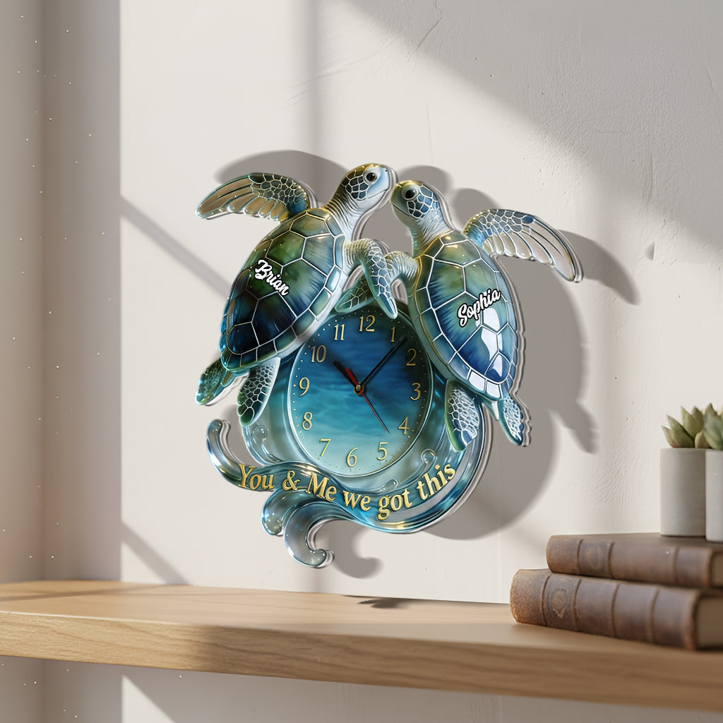 You & Me We Got This - Personalized Turtle Acrylic Wall Clock