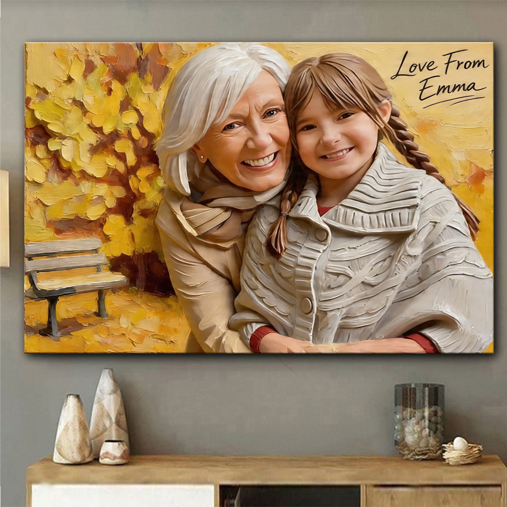 Mom Nana Gift Custom From Photo - Personalized Grandma Canvas And Poster