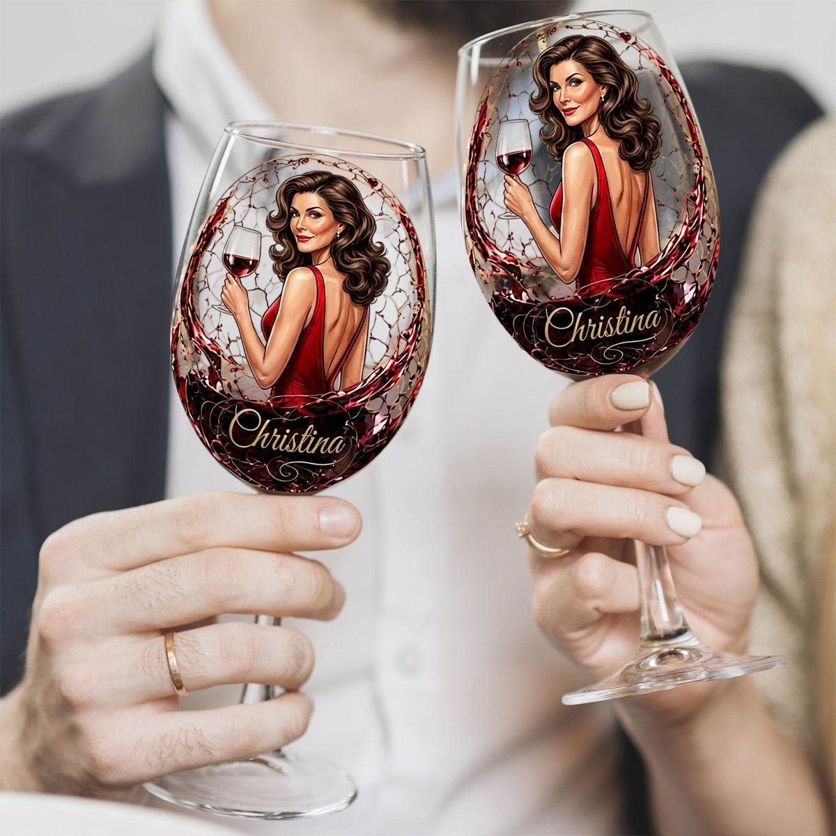 Love Wine Gift For Her - Personalized Wine Long Stem Wine Glass With Box
