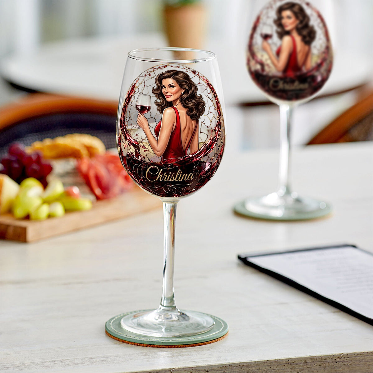 Love Wine Gift For Her - Personalized Wine Long Stem Wine Glass With Box