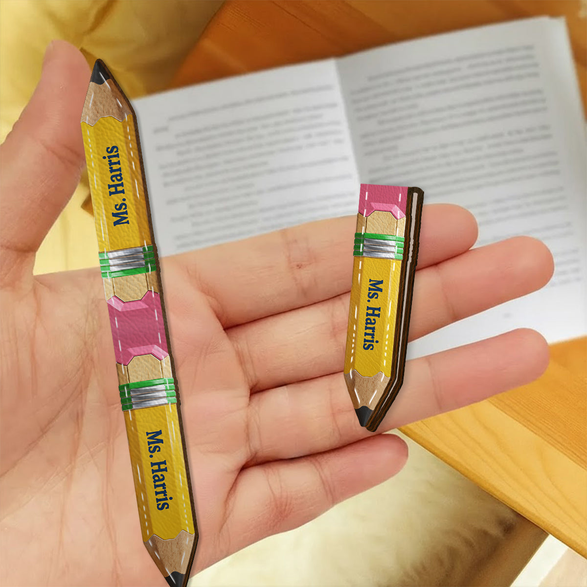 Pencil-Shaped Teacher Gift - Personalized Teacher Shaped Magnetic Bookmark
